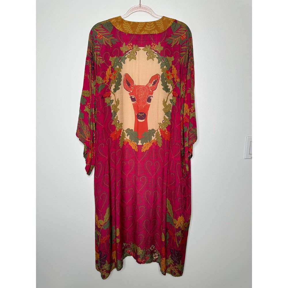 Powder Enchanted Evening Doe Kimono Robe Pink Floral Duster One Size